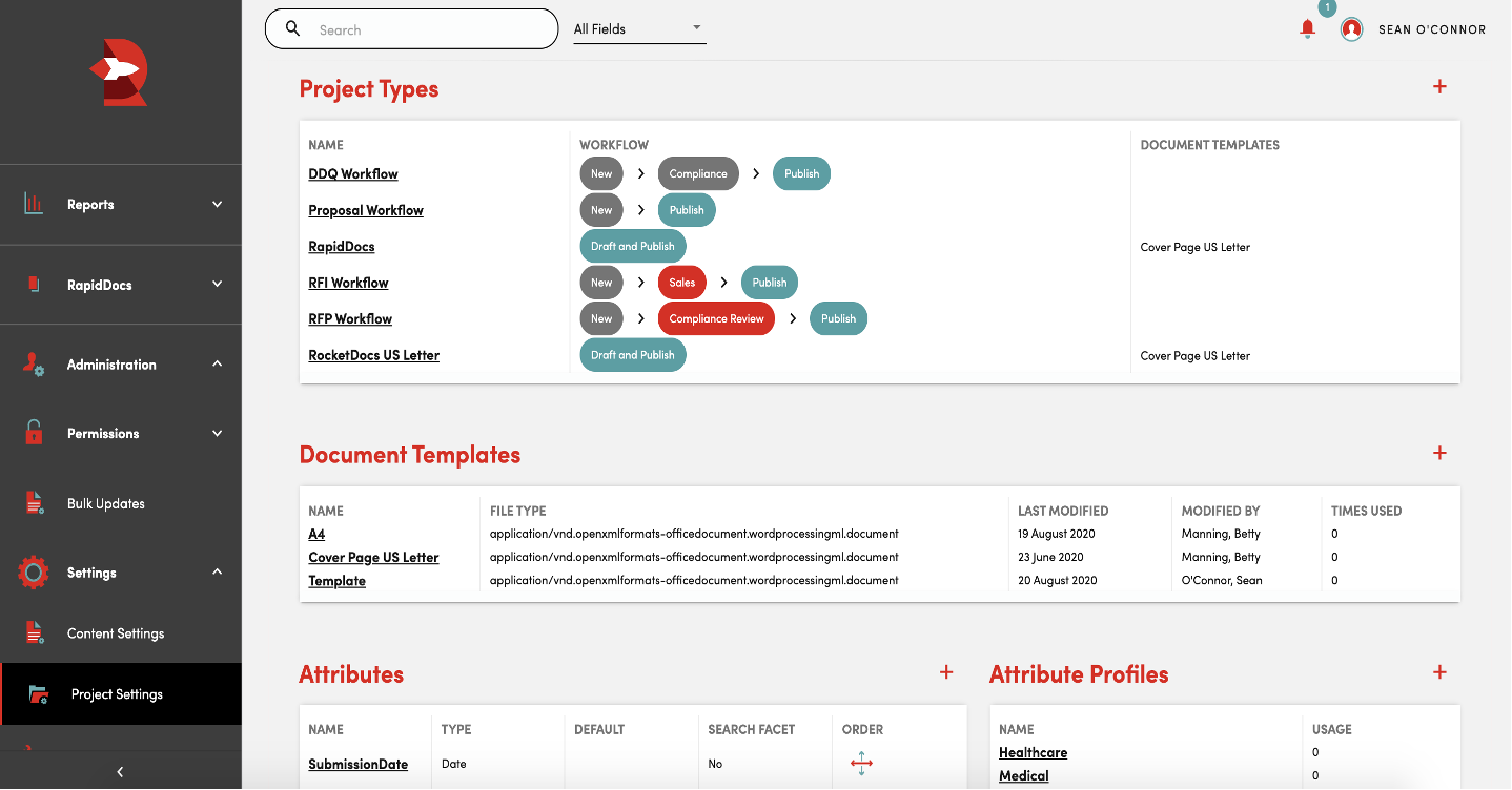 RocketDocs dashboard.