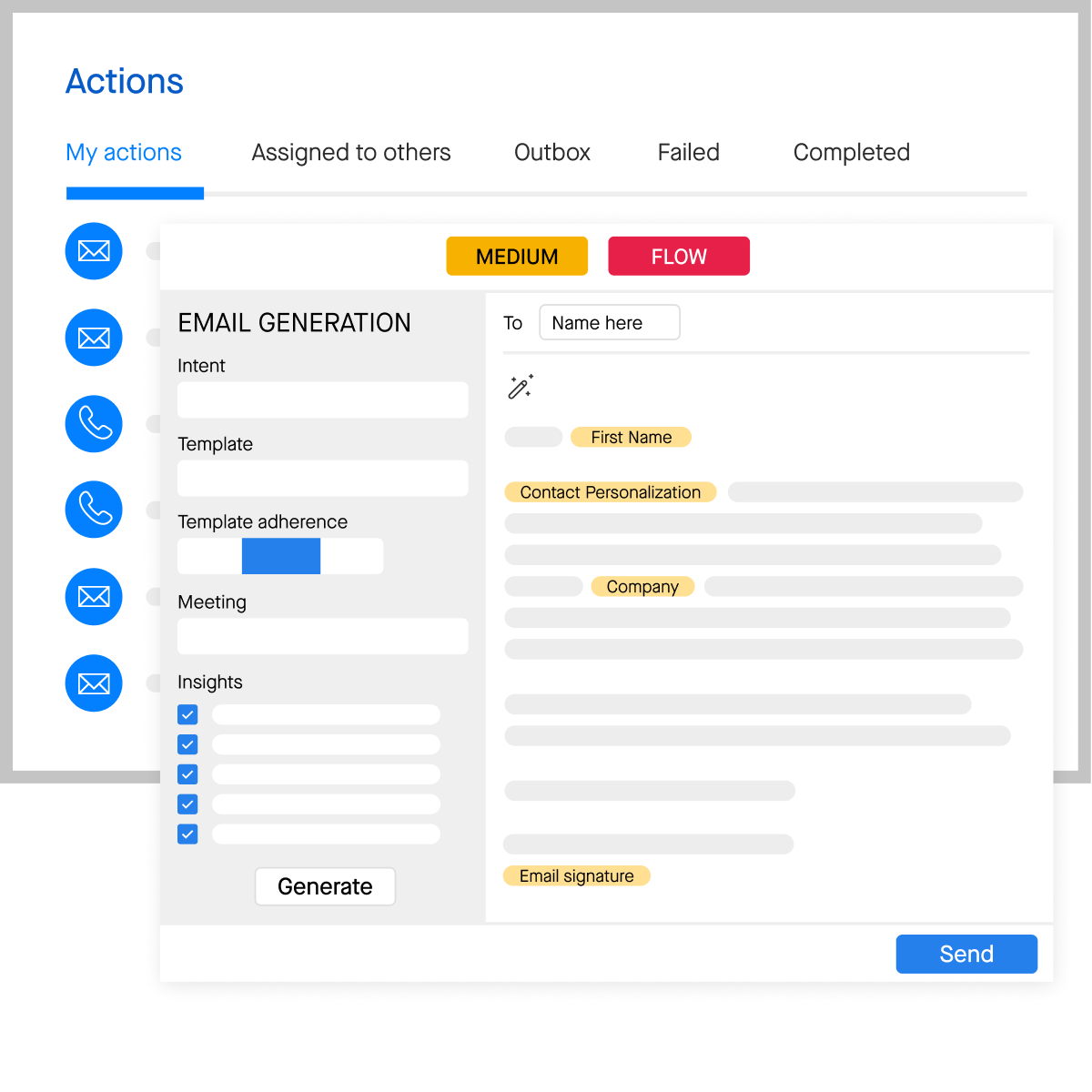 Groove actions and email generation