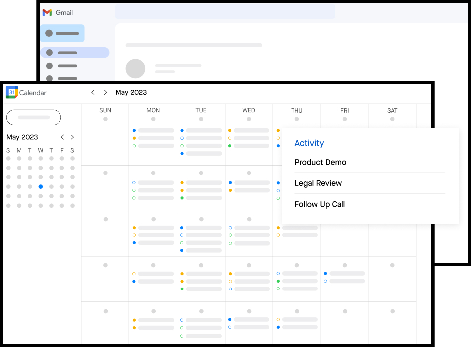 Product screenshot of Google Calendar integration